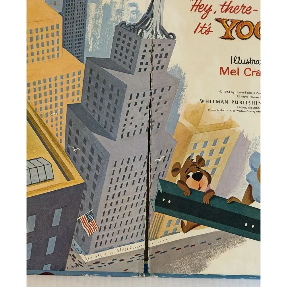 Vintage 1964 Hanna-Barbera Mel Crawford HEY THERE IT'S YOGI BEAR Big Golden Book